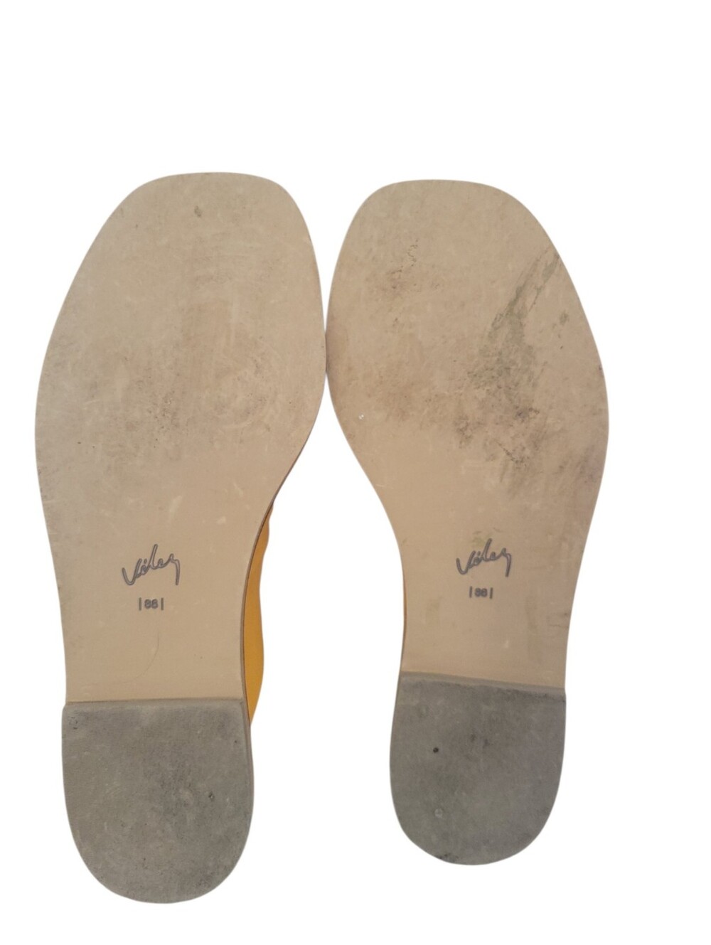 Velez Artisan Leather Knot Sandals Mustard Yellow Slingback Flat 38 Boho Resort - Picture 11 of 11